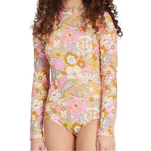 Billabong Kids' Sunbeams Forever Long Sleeve One-Piece Rashguard Swimsuit